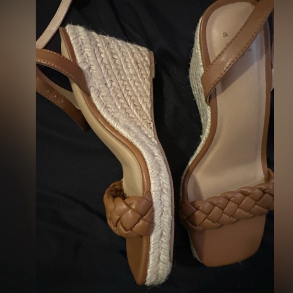 Target A New Day braided strapped Tan wedge espadrilles size 7